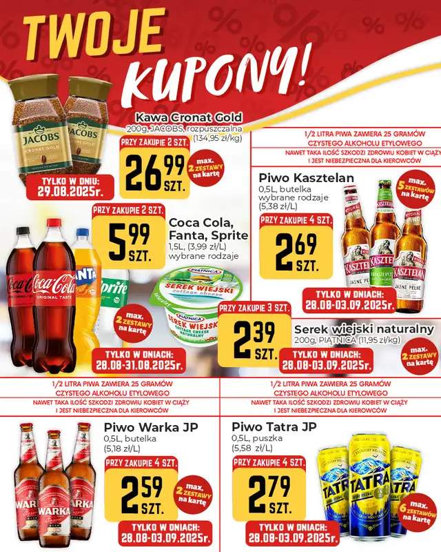 Społem Częstochowa - gazetka promocyjna Plakaty promocyjne od czwartku 28.08 do środy 03.09