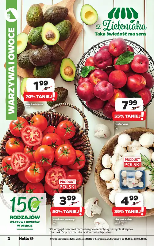 Netto - gazetka promocyjna Bezrzecze ul. Parkowa 1 - otwarcie już w CZWARTEK 21.08 od czwartku 21.08 do soboty 23.08 - strona 2