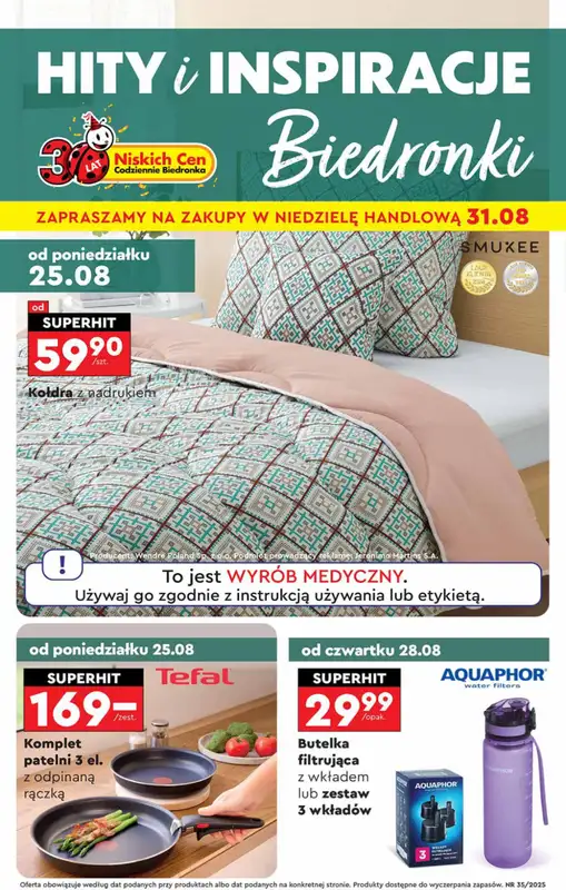 Biedronka - gazetka promocyjna Okazje tygodnia od 25.08 od poniedziałku 25.08 do środy 10.09