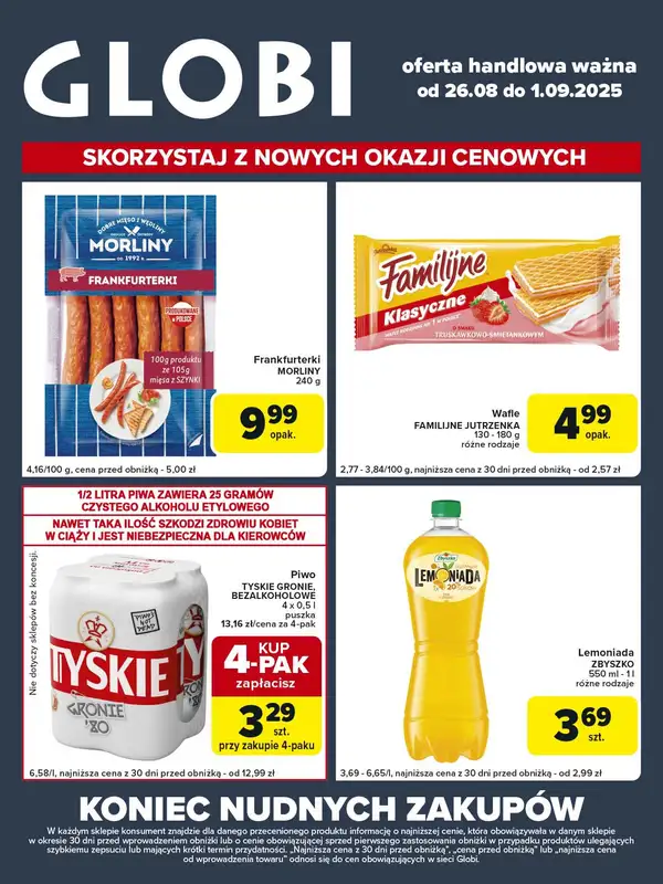 Globi - gazetka promocyjna Gazetka Globi od wtorku 26.08 do poniedziałku 01.09
