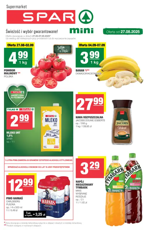 SPAR - gazetka promocyjna Gazetka Spar Mini od środy 27.08 do niedzieli 07.09
