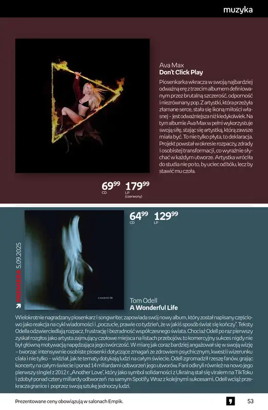 Empik - gazetka promocyjna Tom kultury: muzyka od środy 27.08 do wtorku 09.09 - strona 3