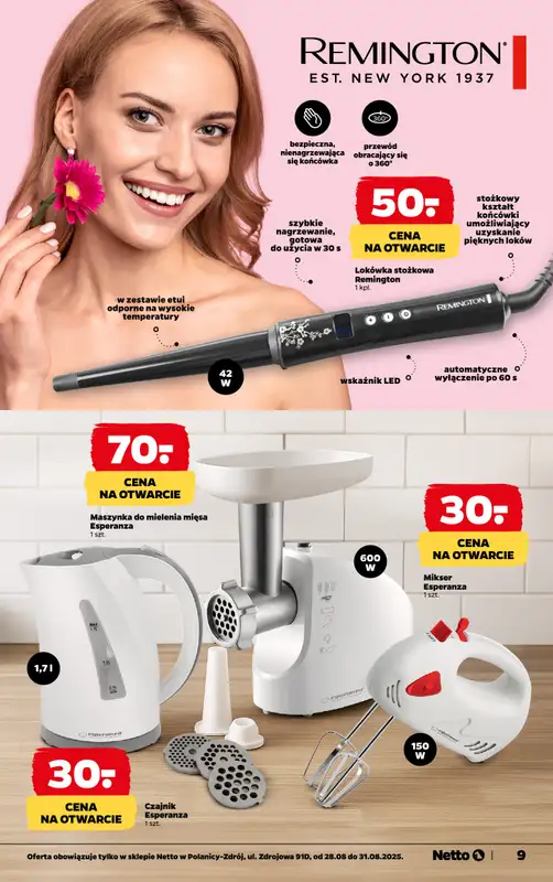 Netto - gazetka promocyjna Polanica Zdrój, ul. Zdrojowa 91D - otwarcie już w CZWARTEK 28.08 od czwartku 28.08 do niedzieli 31.08 - strona 9