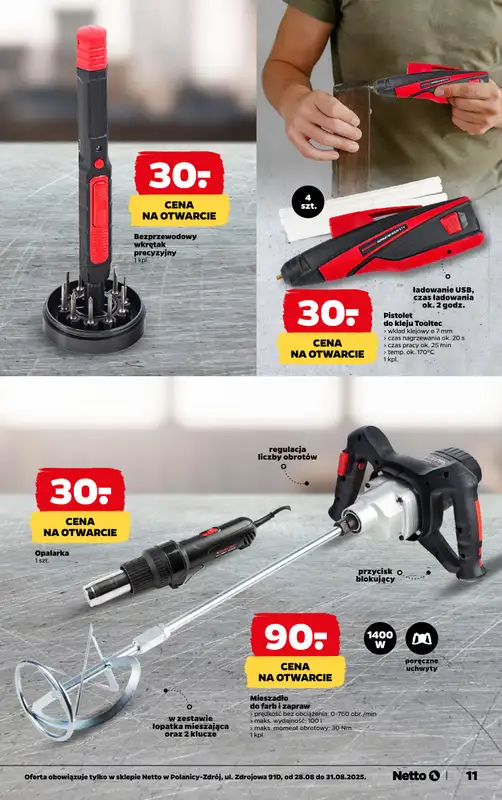 Netto - gazetka promocyjna Polanica Zdrój, ul. Zdrojowa 91D - otwarcie już w CZWARTEK 28.08 od czwartku 28.08 do niedzieli 31.08 - strona 11