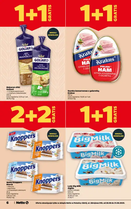 Netto - gazetka promocyjna Polanica Zdrój, ul. Zdrojowa 91D - otwarcie już w CZWARTEK 28.08 od czwartku 28.08 do niedzieli 31.08 - strona 6