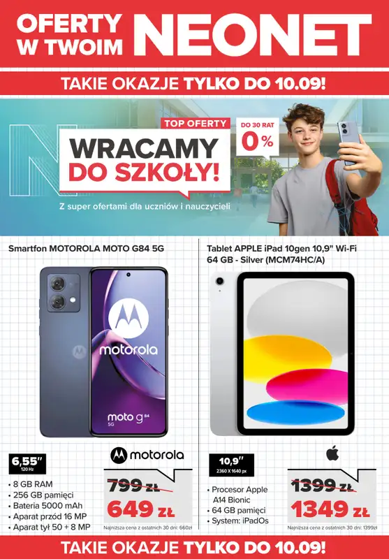 NEONET - gazetka promocyjna Wracamy do szkoły - TOP OFERTY! od czwartku 28.08 do środy 10.09