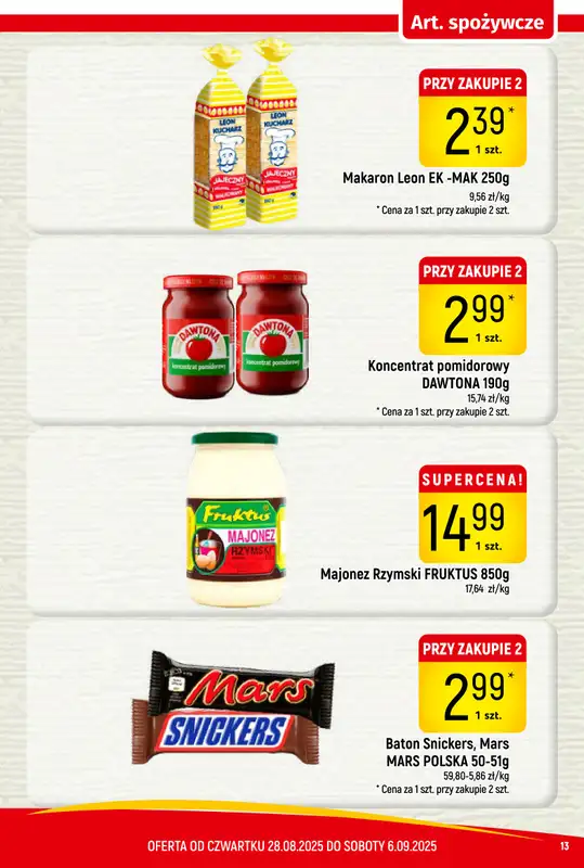 Delikatesy Piotruś Pan - gazetka promocyjna Gazetka od czwartku 28.08 do soboty 06.09 - strona 13