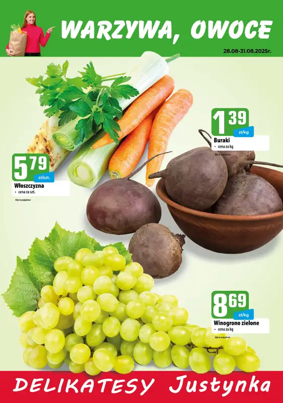 Delikatesy Justynka - gazetka promocyjna Plakaty promocyjne od czwartku 28.08 do niedzieli 31.08