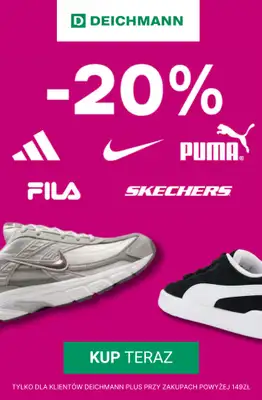 Deichmann - gazetka promocyjna -20% na buty Adidas, Nike, Puma i wiele innych od piątku 29.08 do wtorku 09.09