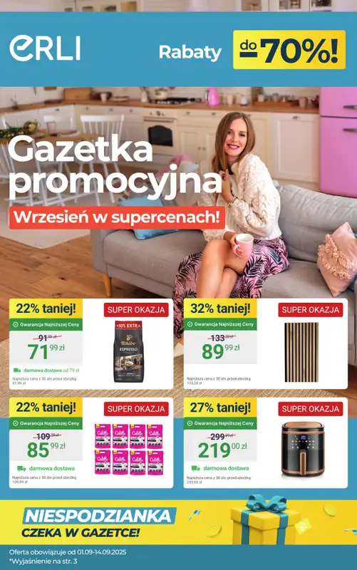 Erli - gazetka promocyjna Meble i AGD w supercenach! od poniedziałku 01.09 do niedzieli 14.09
