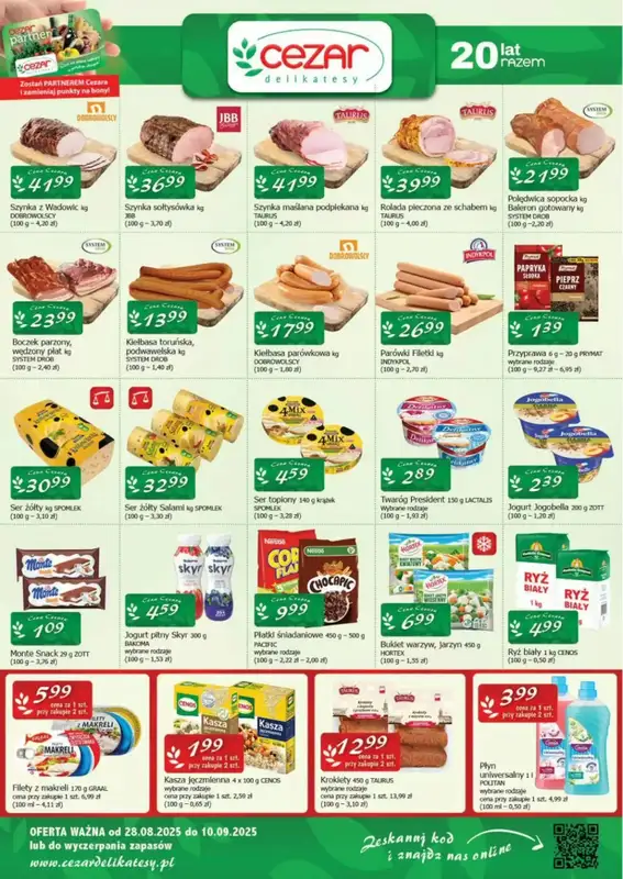 CEZAR Delikatesy - gazetka promocyjna Gazetka od soboty 30.08 do środy 10.09
