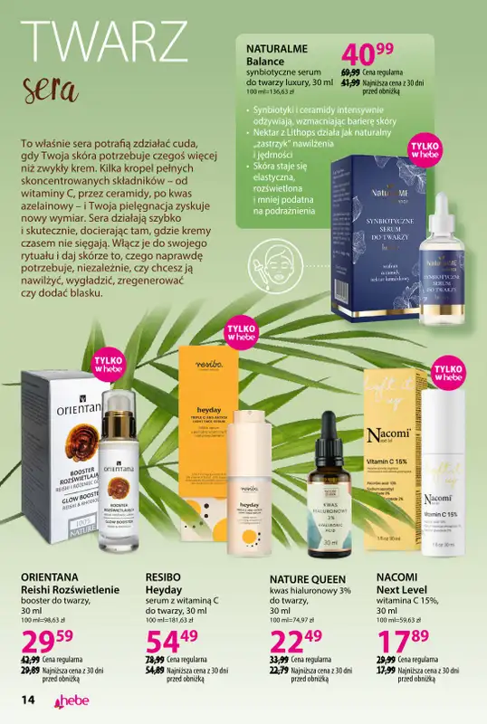 Hebe - gazetka promocyjna Katalog Piękno z natury od wtorku 02.09 do poniedziałku 29.09 - strona 14