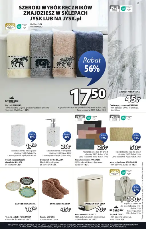 Jysk - gazetka promocyjna Świetna oferta dla domu. Rabat do 60% od środy 10.09 do niedzieli 28.09 - strona 15