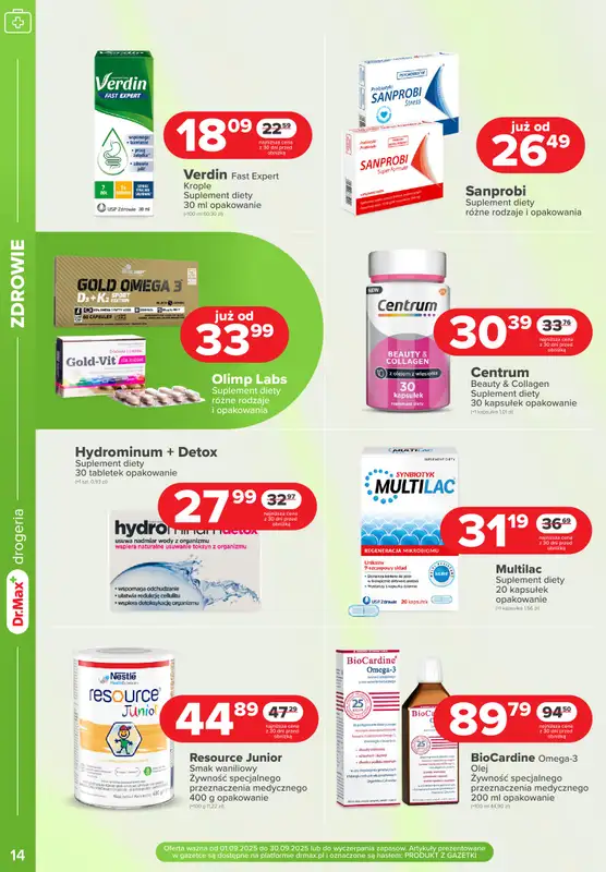 Dr.Max Drogeria - gazetka promocyjna MAXymalne PROMOCJE urodzinowe! od poniedziałku 01.09 do wtorku 30.09 - strona 14