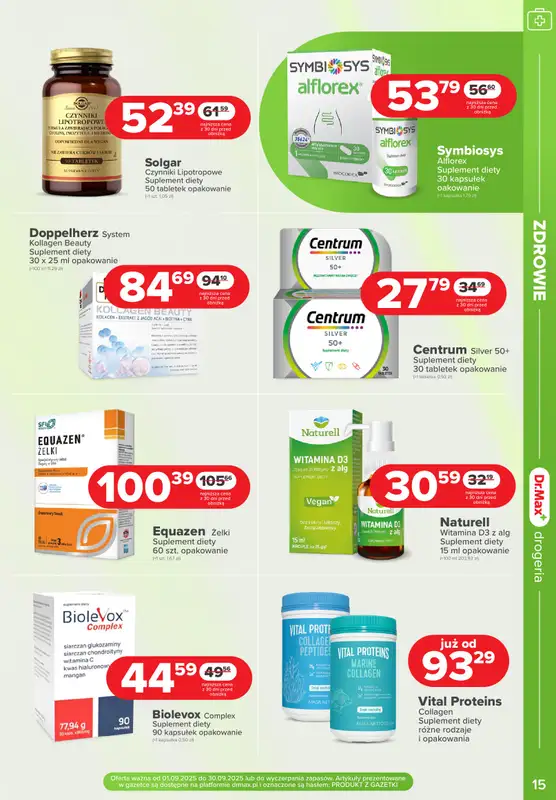 Dr.Max Drogeria - gazetka promocyjna MAXymalne PROMOCJE urodzinowe! od poniedziałku 01.09 do wtorku 30.09 - strona 15