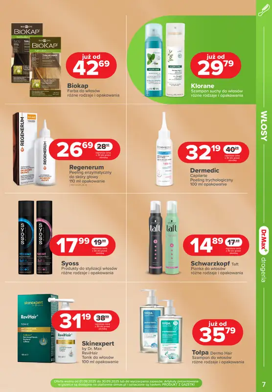 Dr.Max Drogeria - gazetka promocyjna MAXymalne PROMOCJE urodzinowe! od poniedziałku 01.09 do wtorku 30.09 - strona 7