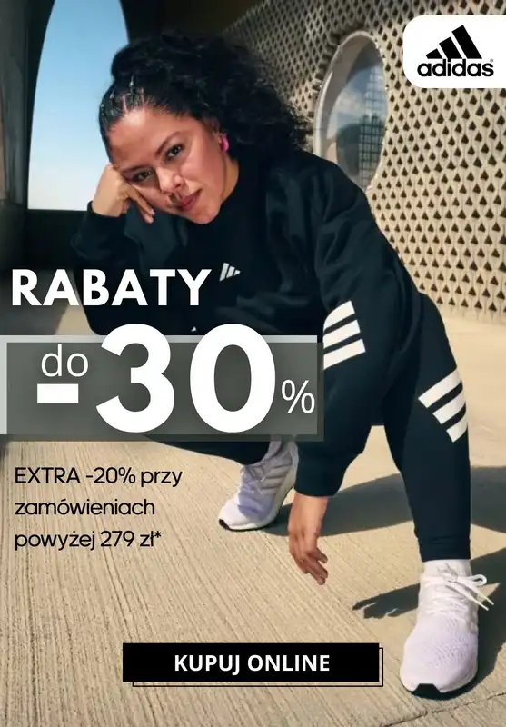Adidas - gazetka promocyjna Do -30% + extra -20% przy zakupach za min. 279 zł od środy 03.09 do czwartku 04.09