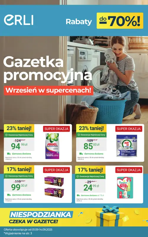 Erli - gazetka promocyjna Codzienne zakupy taniej z ERLI! od środy 03.09 do niedzieli 14.09