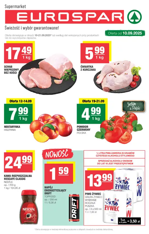 SPAR - gazetka promocyjna Gazetka Eurospar od środy 10.09 do niedzieli 21.09
