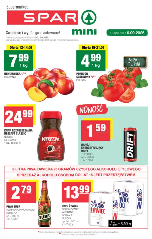 SPAR - gazetka promocyjna Gazetka Spar Mini od środy 10.09 do niedzieli 21.09
