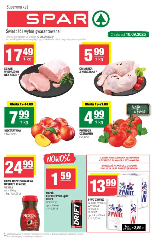 SPAR - gazetka promocyjna Gazetka Spar od środy 10.09 do niedzieli 21.09