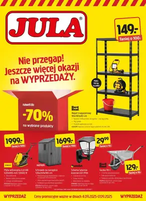 Jula - gazetka promocyjna Więcej okazji na wyprzedaży od czwartku 04.09 do środy 17.09 Jula - gazetka promocyjna Więcej okazji na wyprzedaży od czwartku 04.09 do środy 17.09