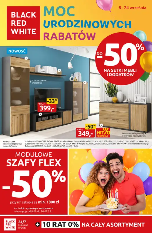 Black Red White - gazetka promocyjna Moc urodzinowych rabatów od poniedziałku 08.09 do środy 24.09