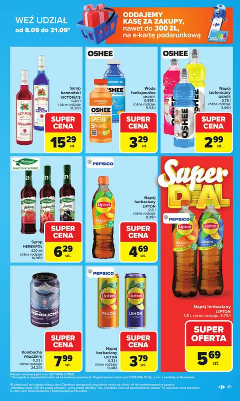 Carrefour - gazetka promocyjna Gazetka Carrefour od poniedziałku od poniedziałku 08.09 do soboty 13.09 - strona 45
