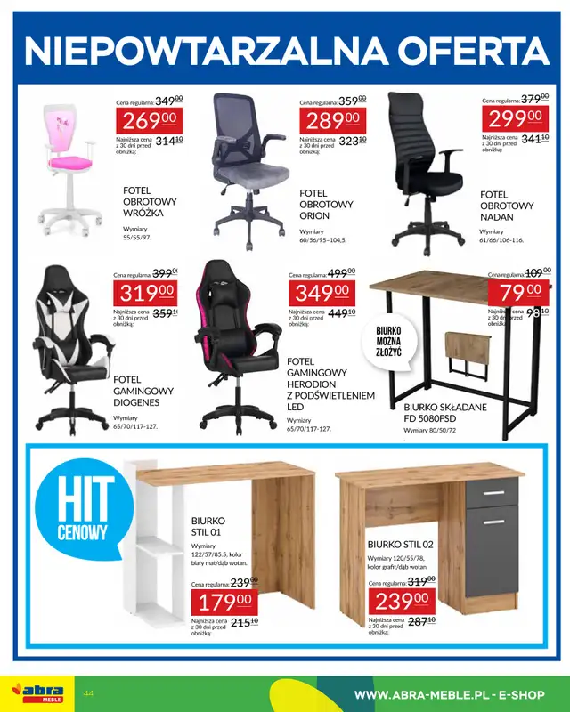Abra Meble - gazetka promocyjna Gazetka od wtorku 09.09 do wtorku 30.09 - strona 44