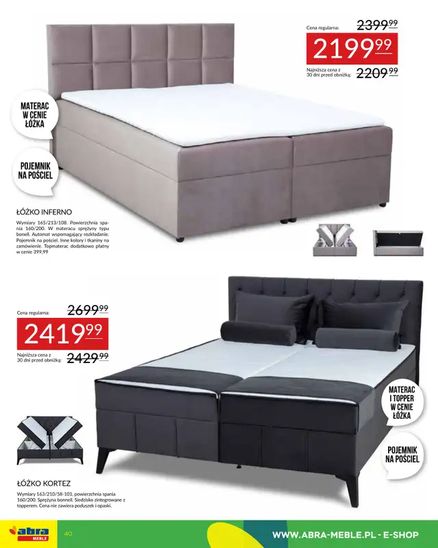 Abra Meble - gazetka promocyjna Gazetka od wtorku 09.09 do wtorku 30.09 - strona 40