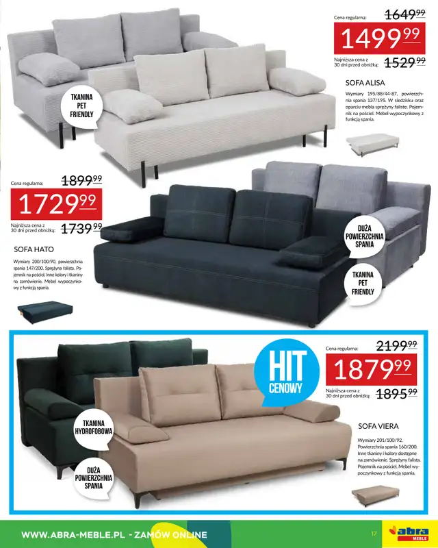 Abra Meble - gazetka promocyjna Gazetka od wtorku 09.09 do wtorku 30.09 - strona 17