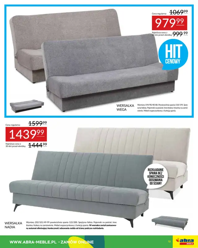 Abra Meble - gazetka promocyjna Gazetka od wtorku 09.09 do wtorku 30.09 - strona 19
