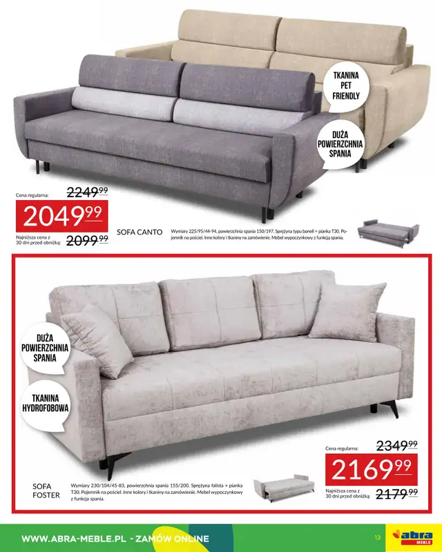 Abra Meble - gazetka promocyjna Gazetka od wtorku 09.09 do wtorku 30.09 - strona 13