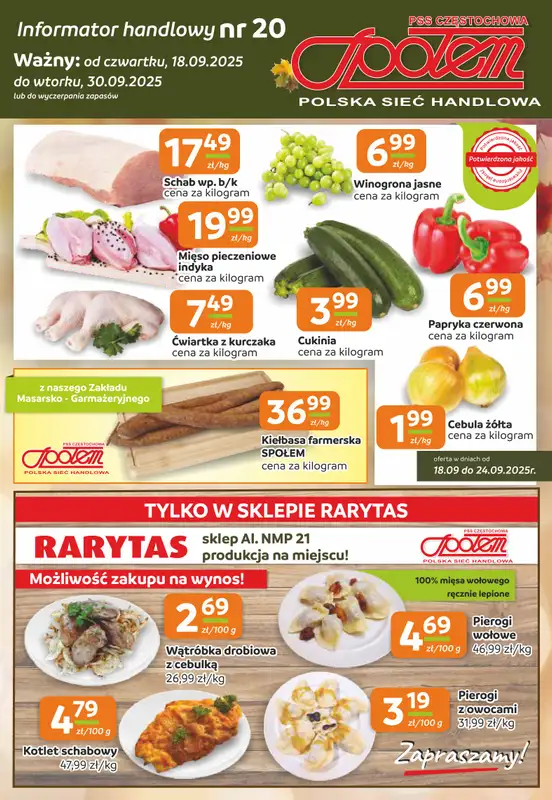 Społem Częstochowa - gazetka promocyjna Gazetka od czwartku 18.09 do wtorku 30.09