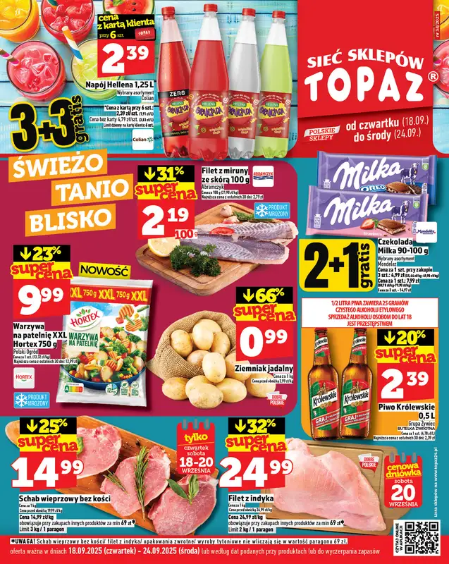 TOPAZ - gazetka promocyjna Gazetka od czwartku 18.09 do środy 24.09
