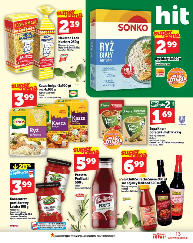 TOPAZ - gazetka promocyjna Gazetka od czwartku 18.09 do środy 24.09 - strona 13
