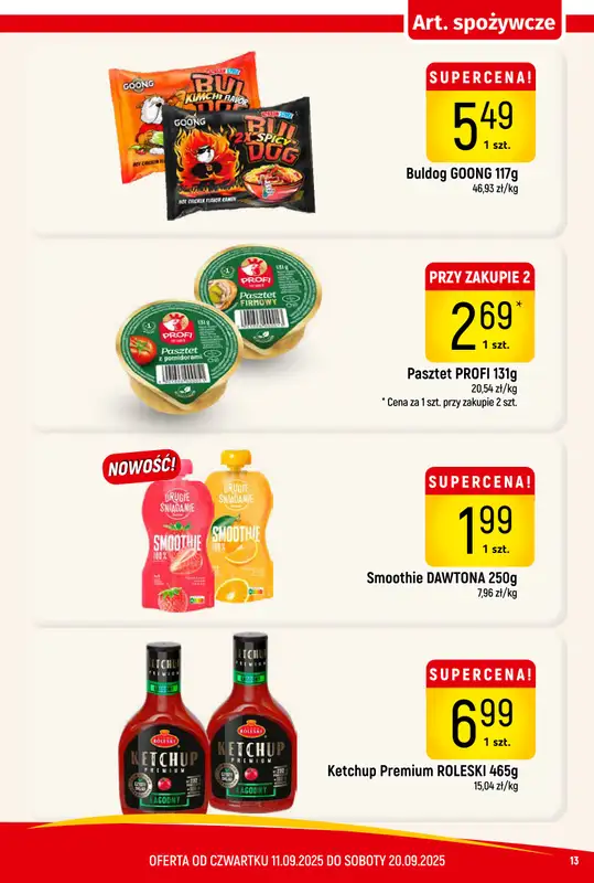 Delikatesy Piotruś Pan - gazetka promocyjna Gazetka od czwartku 11.09 do soboty 20.09 - strona 13