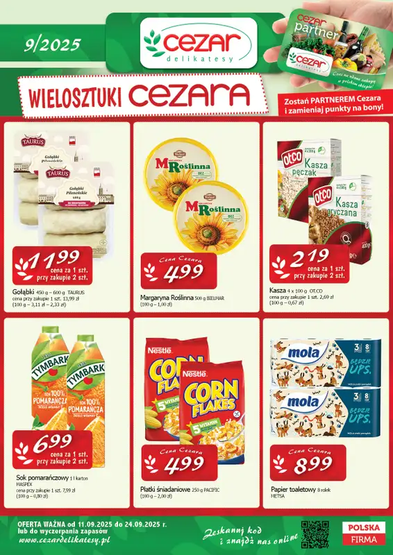 CEZAR Delikatesy - gazetka promocyjna Gazetka od czwartku 11.09 do środy 24.09