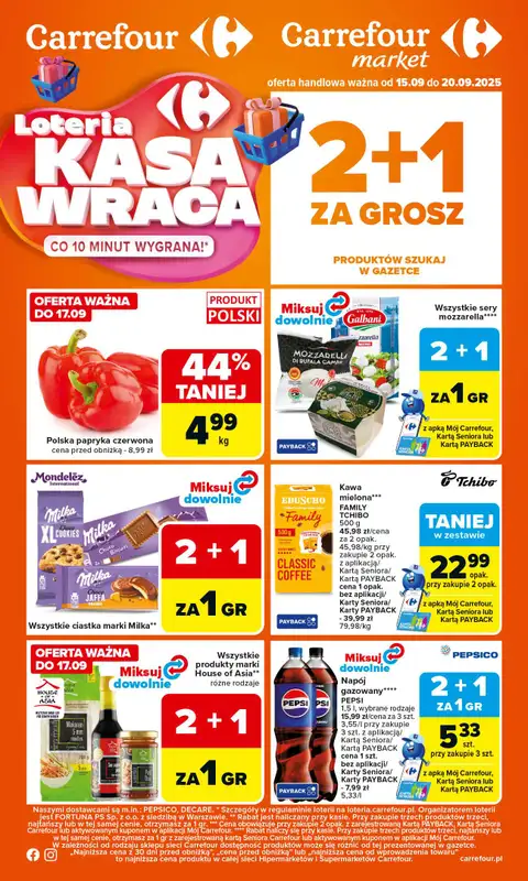 Carrefour Market - gazetka promocyjna Gazetka Carrefour Market od poniedziałku od poniedziałku 15.09 do soboty 20.09