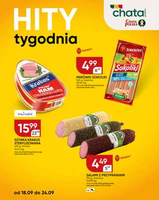 Chata Polska - gazetka promocyjna Hity tygodnia od czwartku 18.09 do środy 24.09