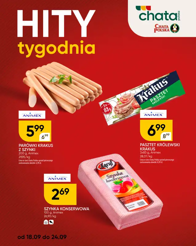 Chata Polska - gazetka promocyjna Hity tygodnia od czwartku 18.09 do środy 24.09 - strona 2