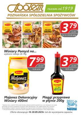 Społem - Blisko i Korzystnie - gazetka promocyjna Plakat promocyjny PSS Poznań od wtorku 16.09 do wtorku 30.09