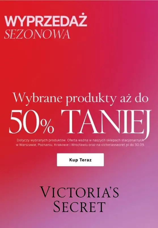 Victoria's Secret - gazetka promocyjna Wyprzedaż do -50% na wybrane produkty od wtorku 16.09 do wtorku 30.09