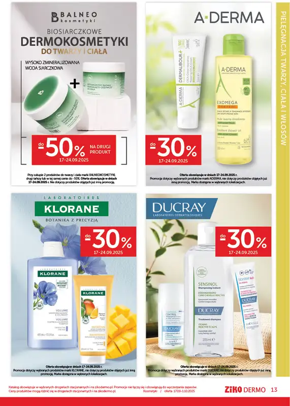 Ziko Dermo - gazetka promocyjna Gazetka od środy 17.09 do środy 01.10 - strona 13