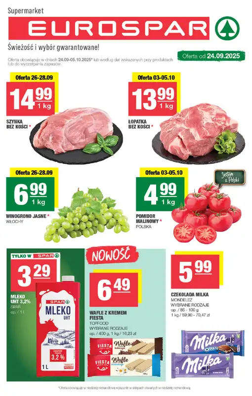 SPAR - gazetka promocyjna Gazetka Eurospar od środy 24.09 do niedzieli 05.10