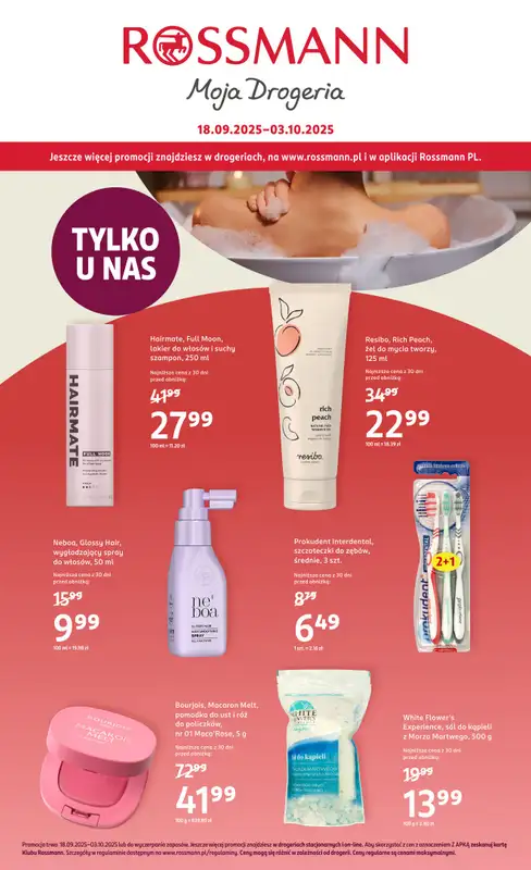 Rossmann - gazetka promocyjna Gazetka od czwartku 18.09 do piątku 03.10