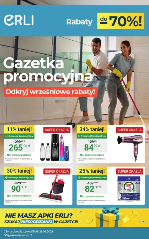 Erli - gazetka promocyjna Małe AGD i codzienne zakupy do domu taniej! od piątku 19.09 do niedzieli 28.09