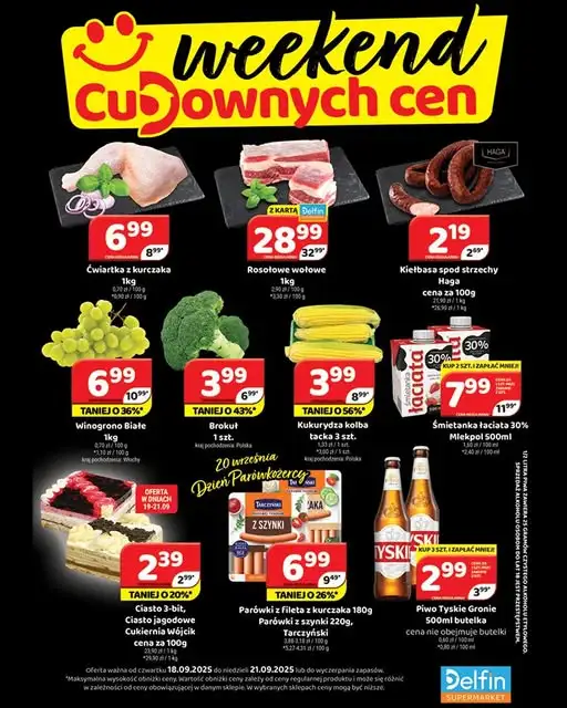 Delfin - gazetka promocyjna Weekend cudownych cen od czwartku 18.09 do niedzieli 21.09