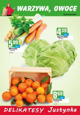 Delikatesy Justynka - gazetka promocyjna Plakaty promocyjne od czwartku 18.09 do niedzieli 21.09
