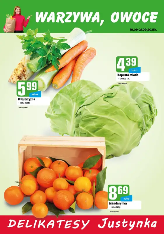 Delikatesy Justynka - gazetka promocyjna Plakaty promocyjne od czwartku 18.09 do niedzieli 21.09